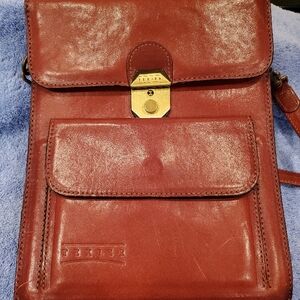 TEXIER REDISH LEATHER SACHEL BAG - RARE - VINTAGE